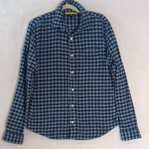 Prince Fox Men's Blue Plaid Gingham‎ Button Down Shirt Size M
